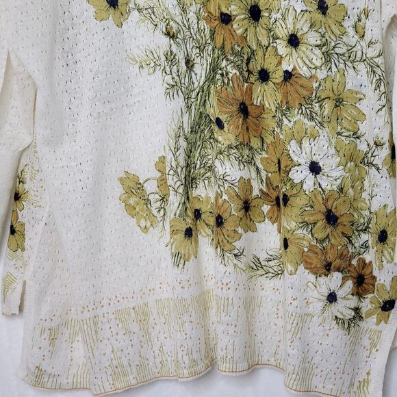 Guinevere Linen Cotton Floral Oversized Top Size XS - Picture 7 of 9